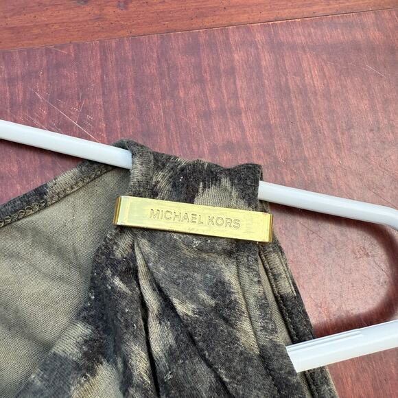 Michael Kors Black Animal Print Ruched Dress - Size L - Picture 4 of 6